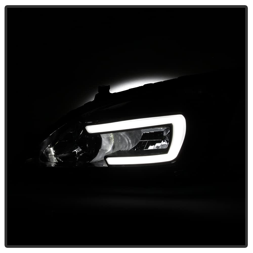 For 2003-2007 Honda Accord Black Housing LED Tube Headlights Assembly Pair Set B11349