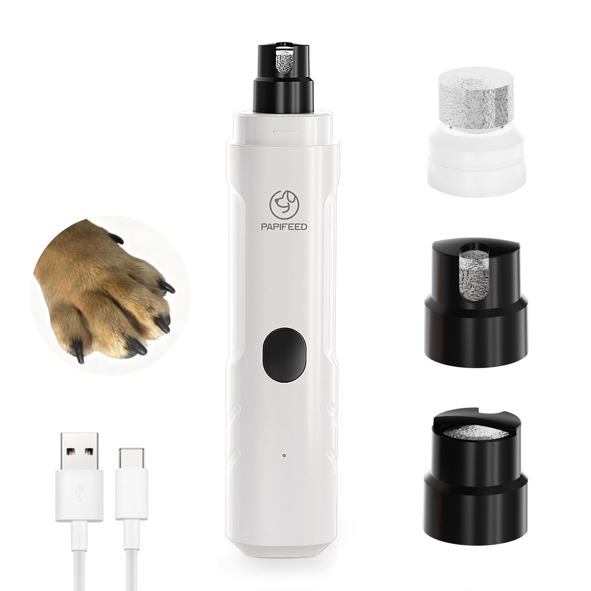 Ultra Quiet 3-Speed Rechargeable Dog Nail Grinder with LED Light D631370