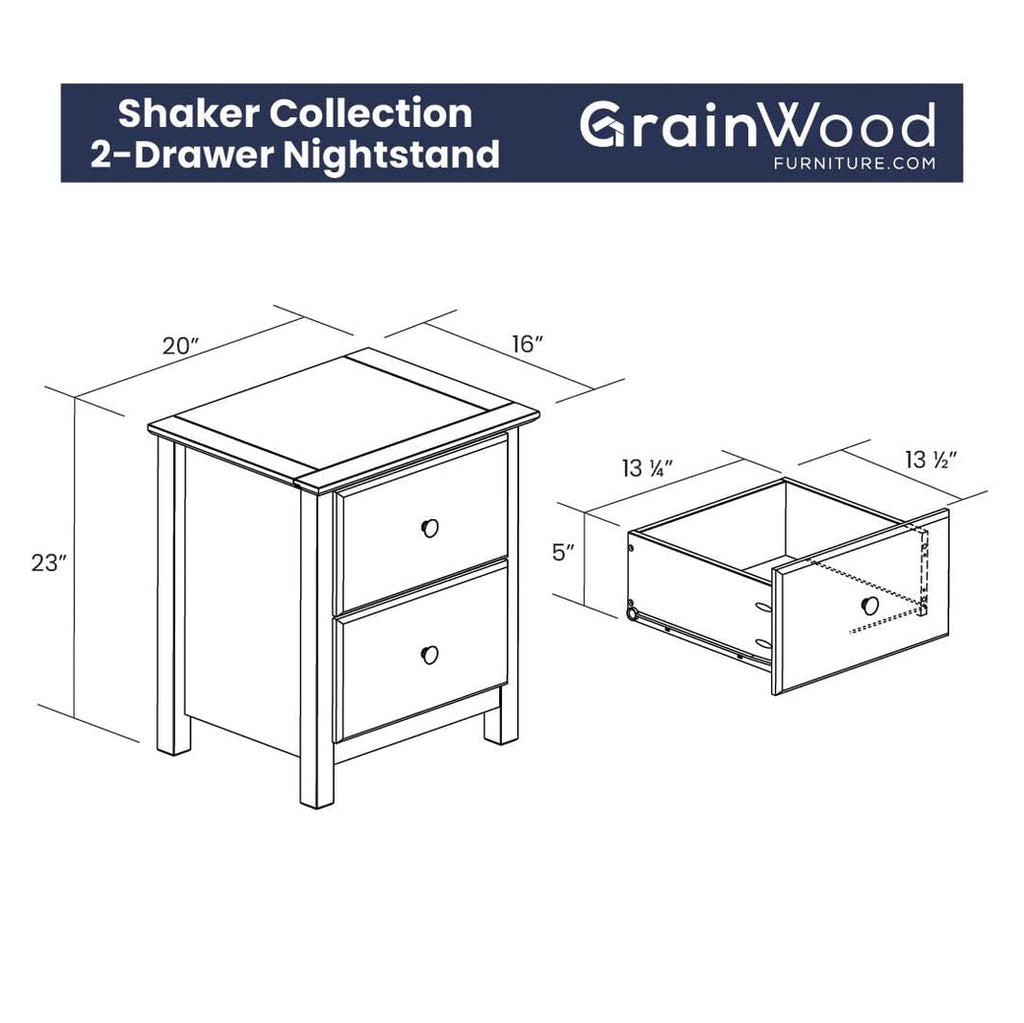 2-Drawer Solid Wood Nightstand R28972