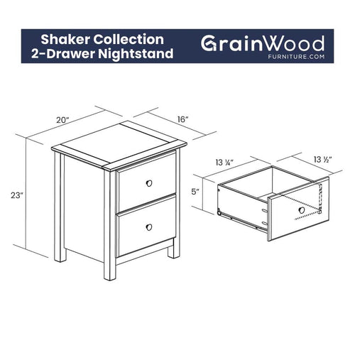 2-Drawer Solid Wood Nightstand R28972