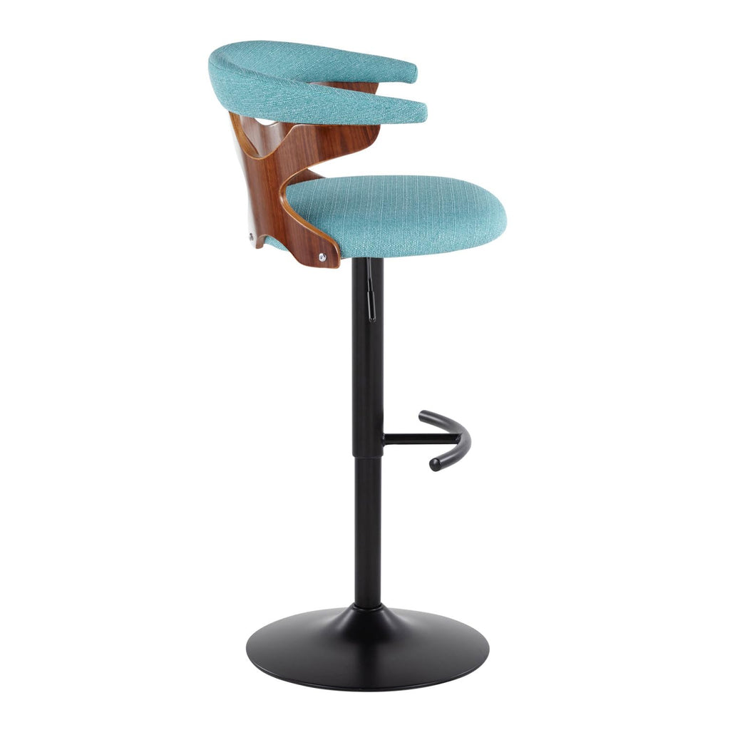 Adjustable Barstool with Metal Wood and Fabric 2-Piece Set H8776