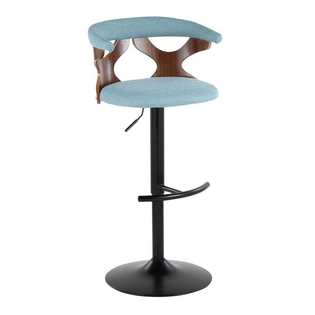 Adjustable Barstool with Metal Wood and Fabric 2-Piece Set H8776