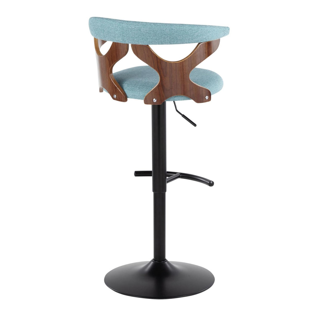 Adjustable Barstool with Metal Wood and Fabric 2-Piece Set H8776