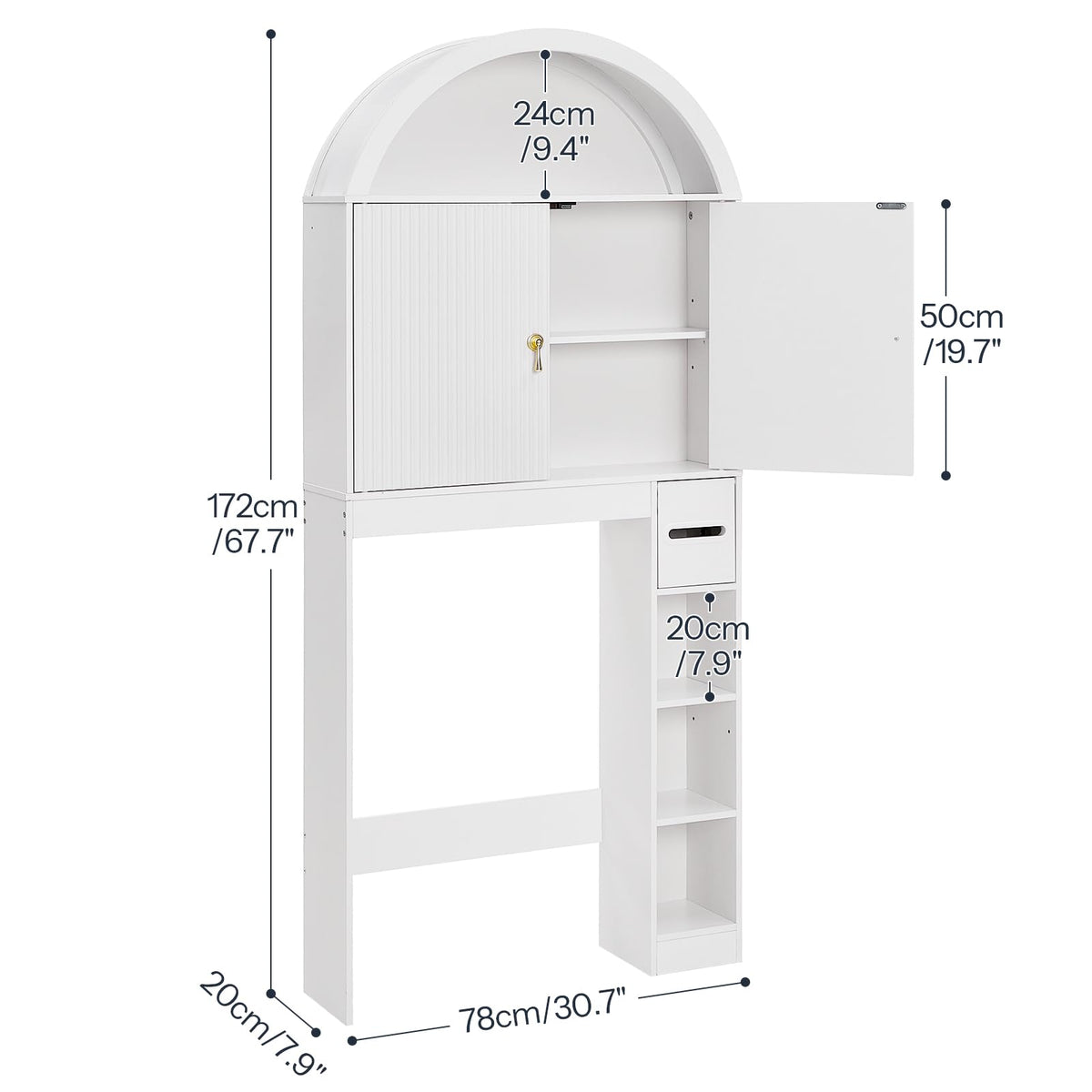 White Over the Toilet Storage Cabinet with Adjustable Shelf B383082
