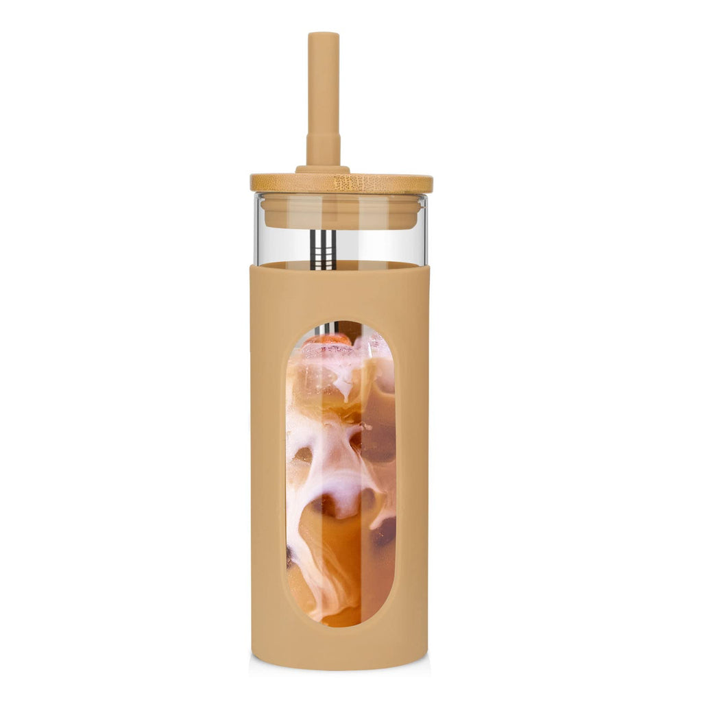 22 oz Glass Tumbler with Lid & Straw E8530