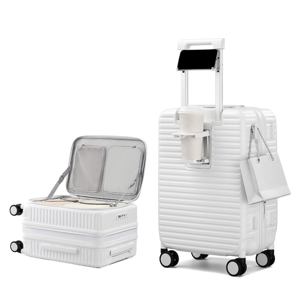 20 Inch White Hard Shell Carry on Luggage with Wheels V241598