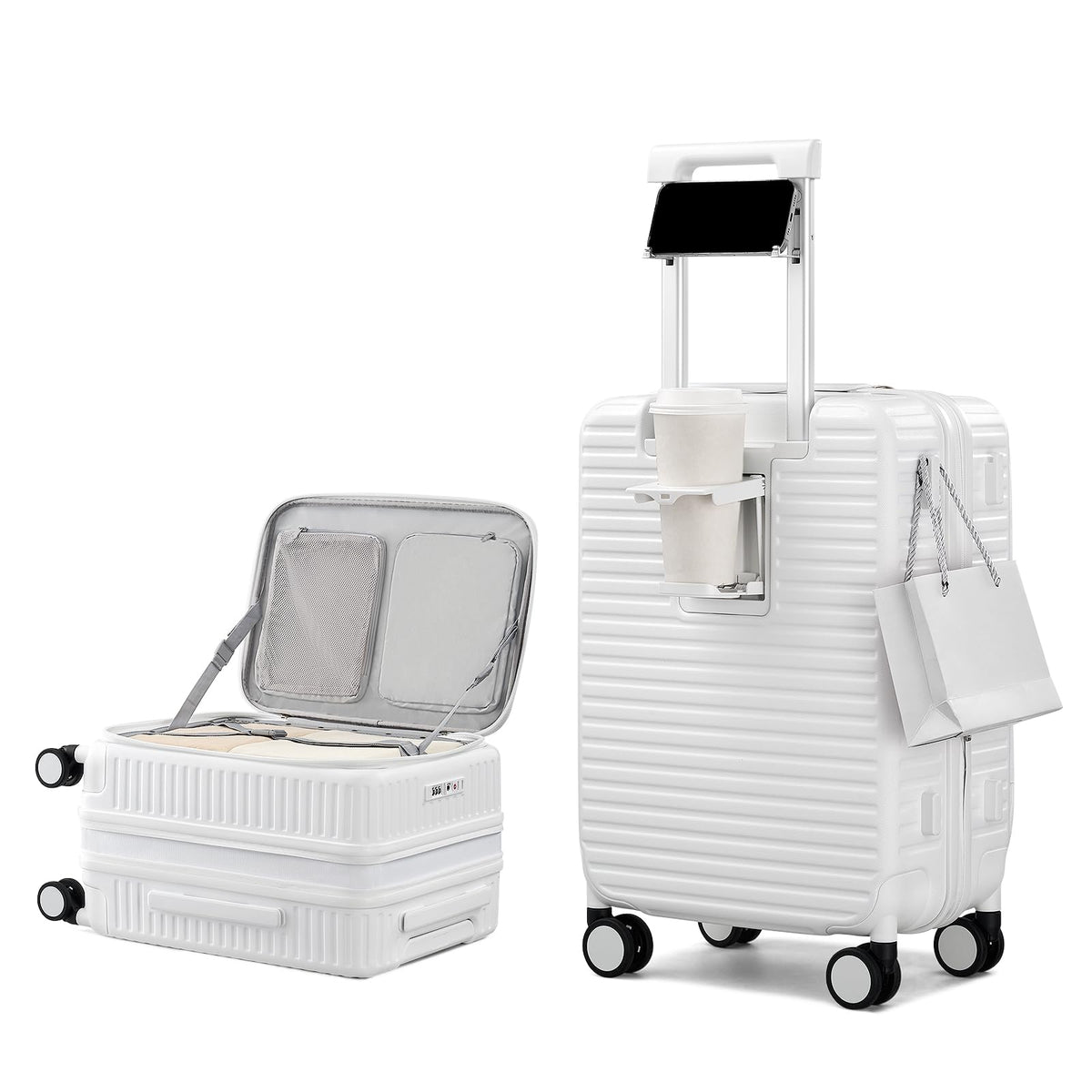 20 Inch White Hard Shell Carry on Luggage with Wheels V241598