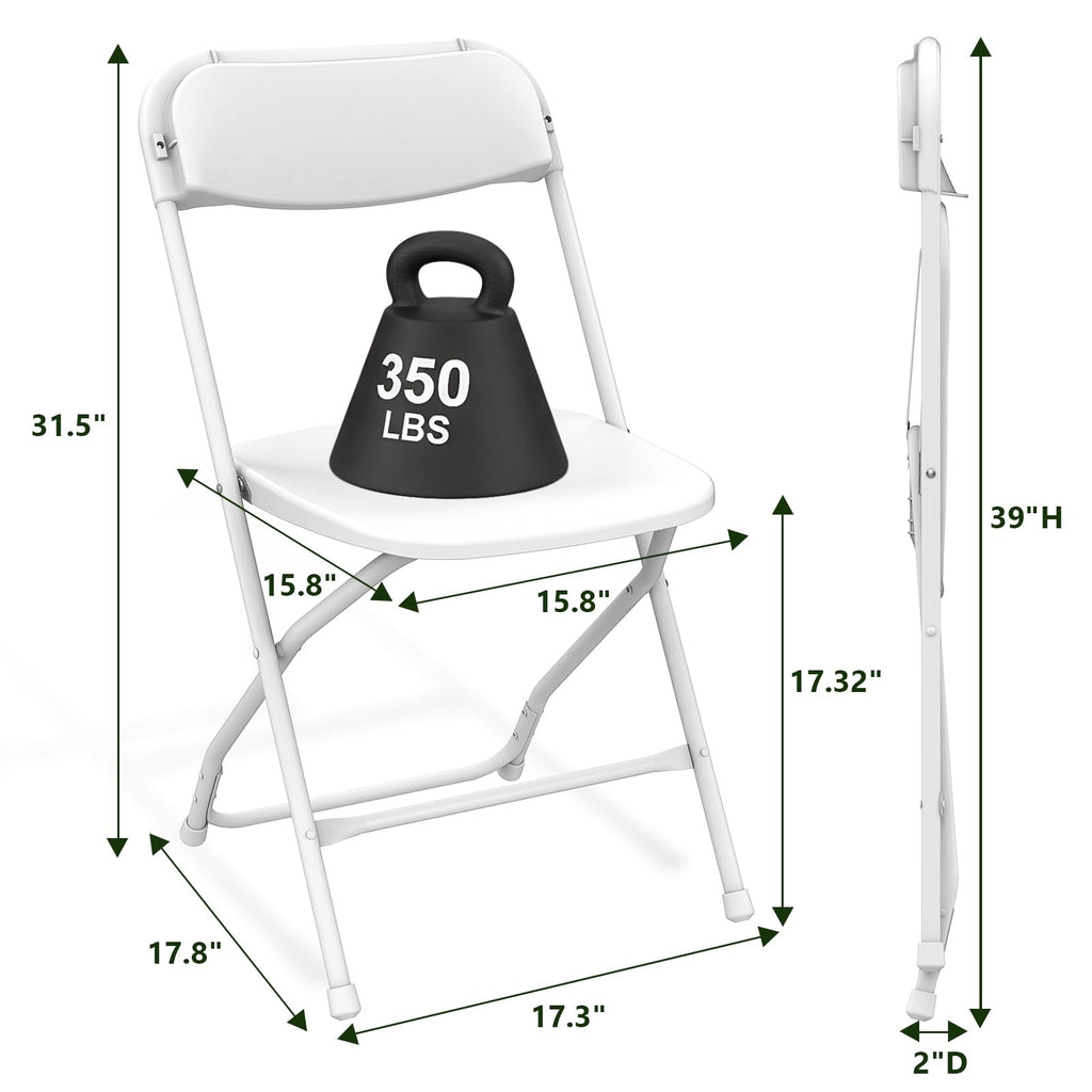 White 10 Pack Heavy Duty Folding Chairs I661284
