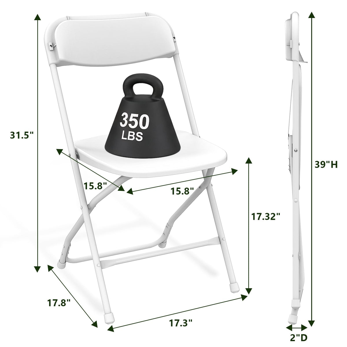 White 10 Pack Heavy Duty Folding Chairs I661284