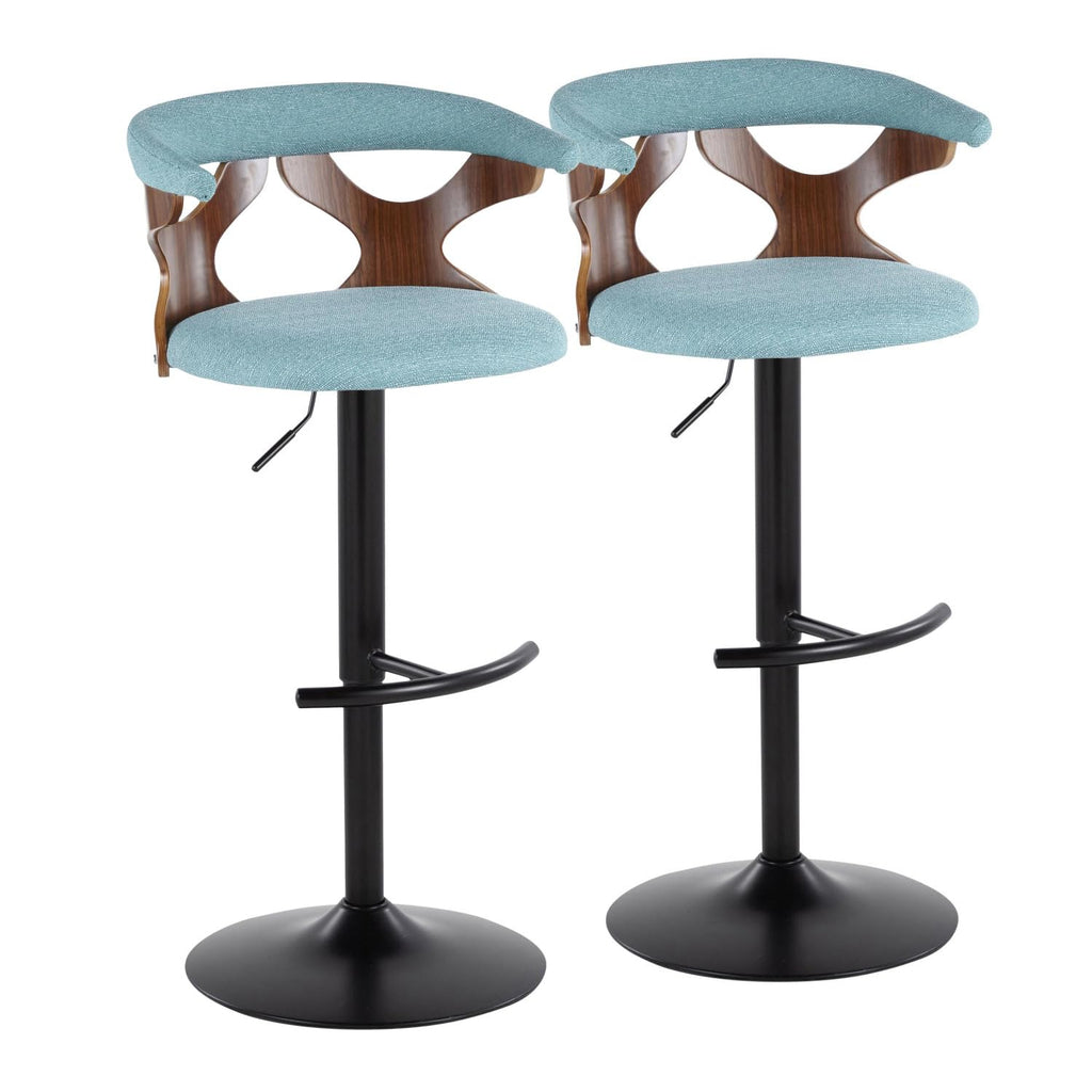 Adjustable Barstool with Metal Wood and Fabric 2-Piece Set H8776