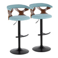 Adjustable Barstool with Metal Wood and Fabric 2-Piece Set H8776