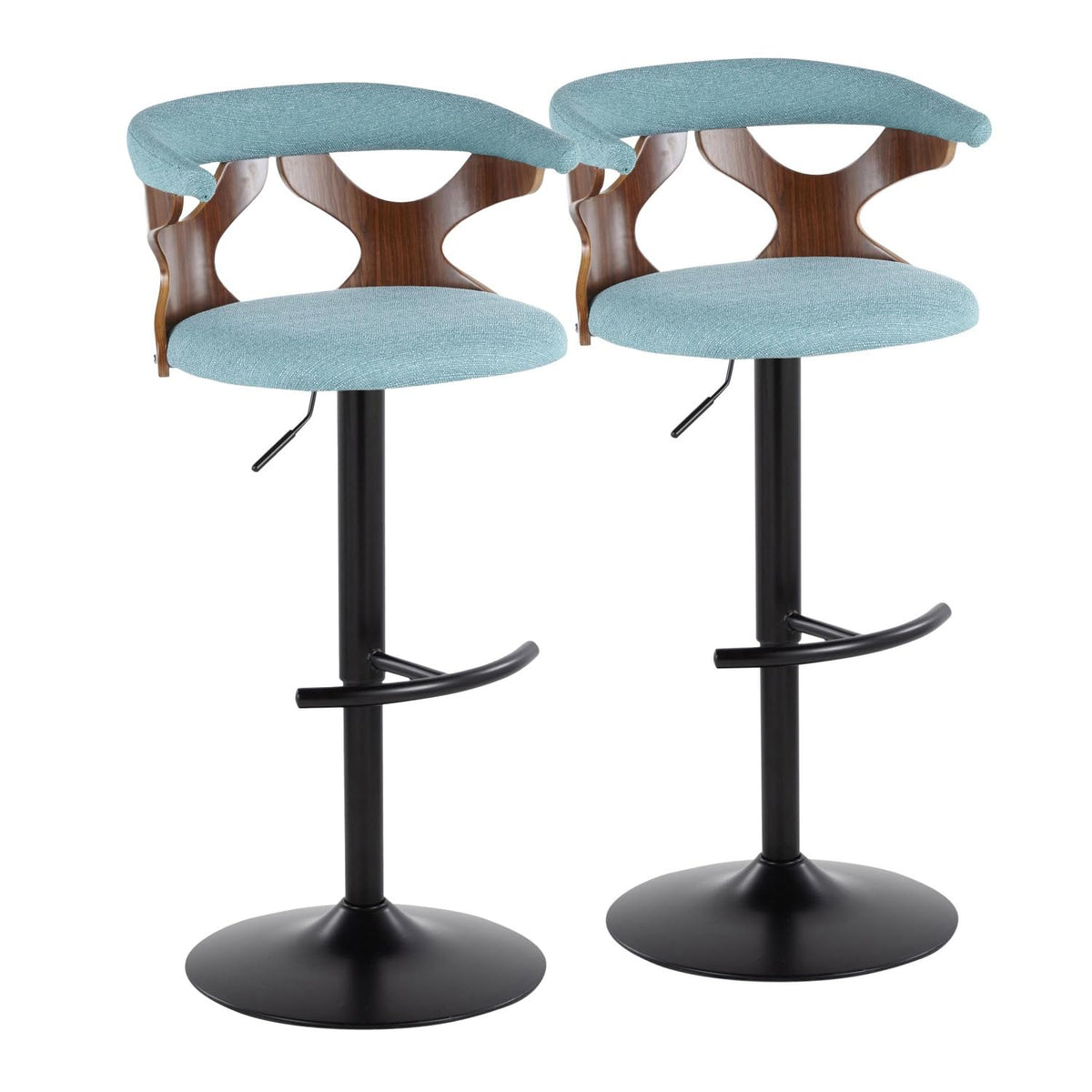 Adjustable Barstool with Metal Wood and Fabric 2-Piece Set H8776