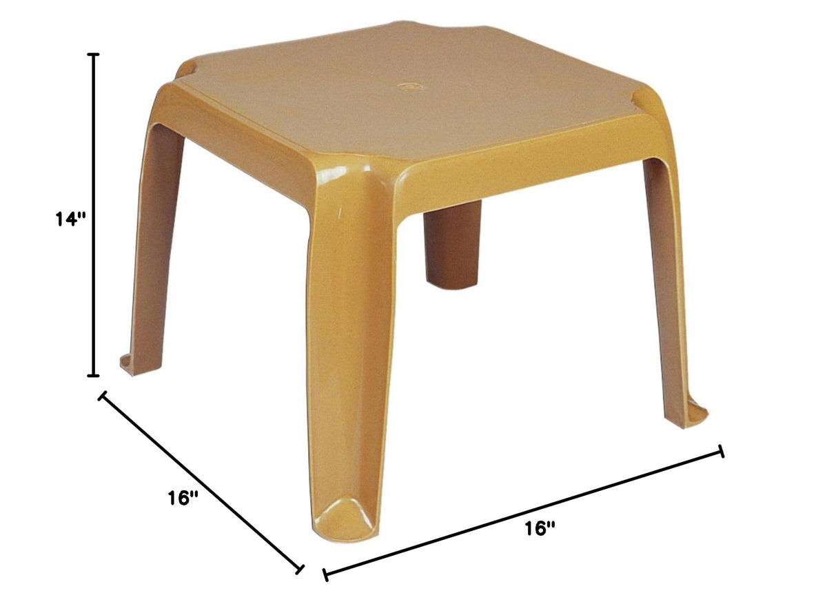 Teak Brown Resin Side Table Set of 2 L59097