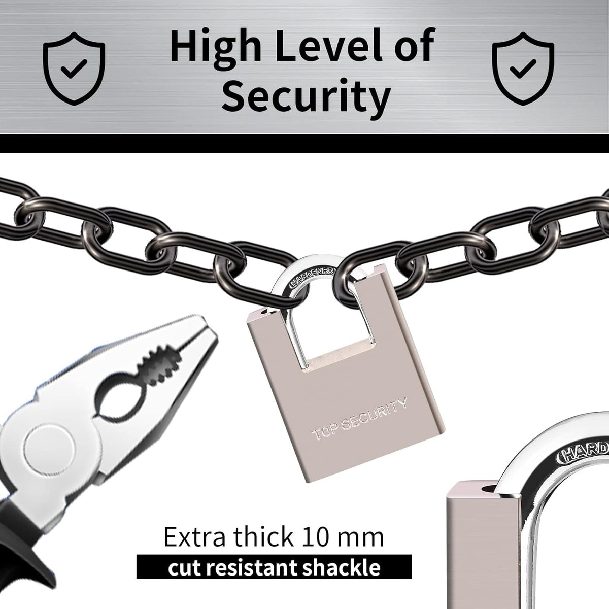 Heavy Duty Solid Brass Keyed Padlock with 4 Keys I1803
