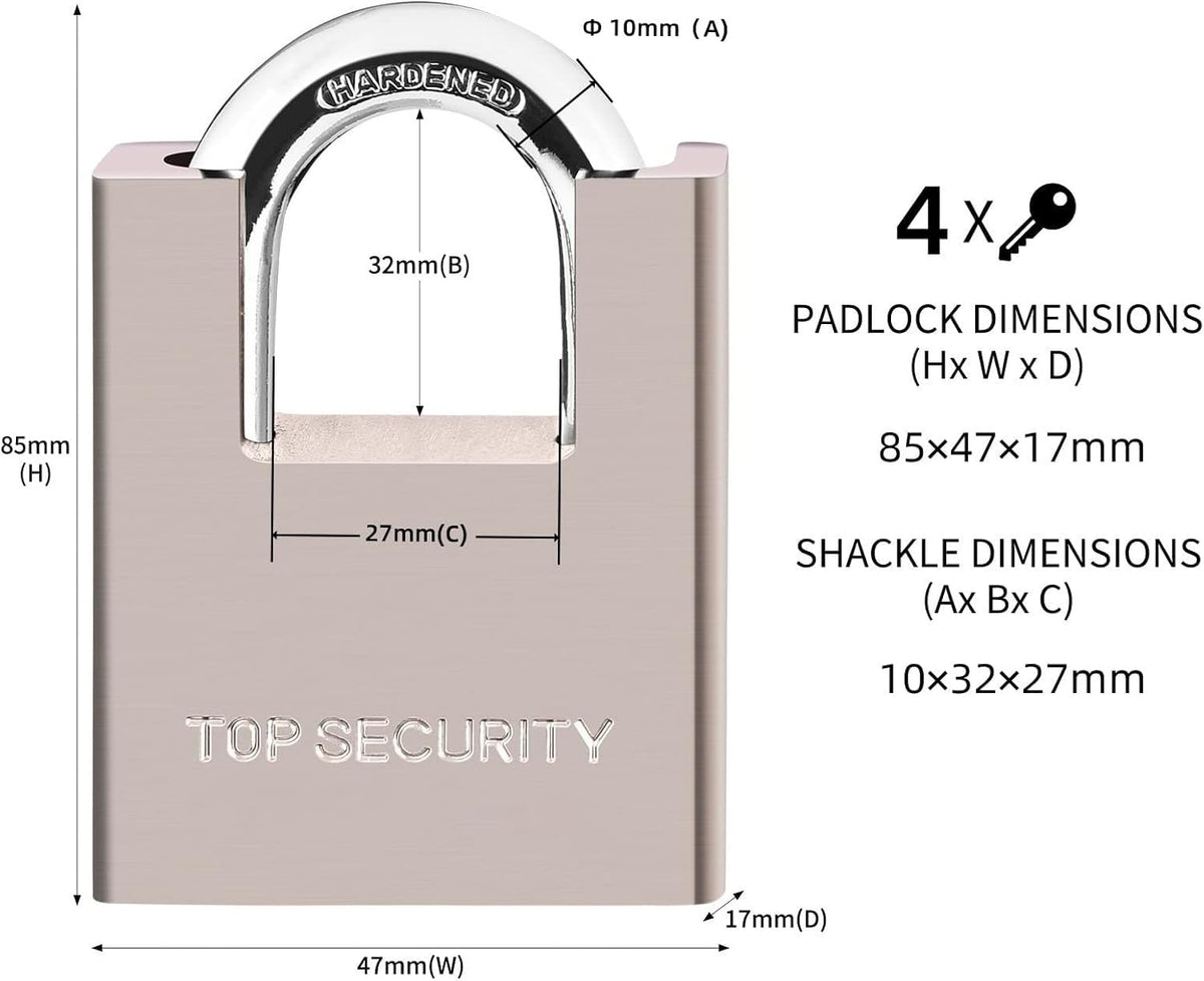 Heavy Duty Solid Brass Keyed Padlock with 4 Keys I1803