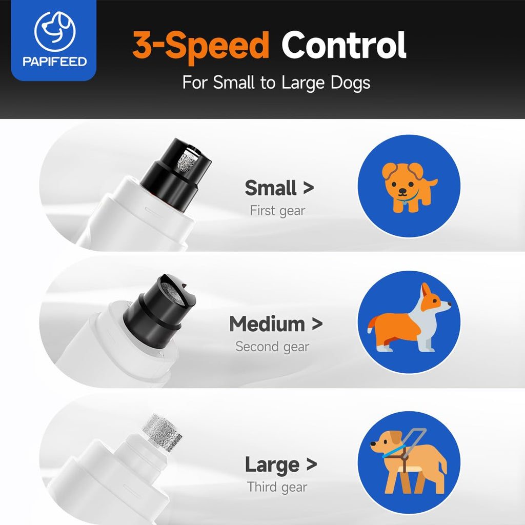 Ultra Quiet 3-Speed Rechargeable Dog Nail Grinder with LED Light D631370
