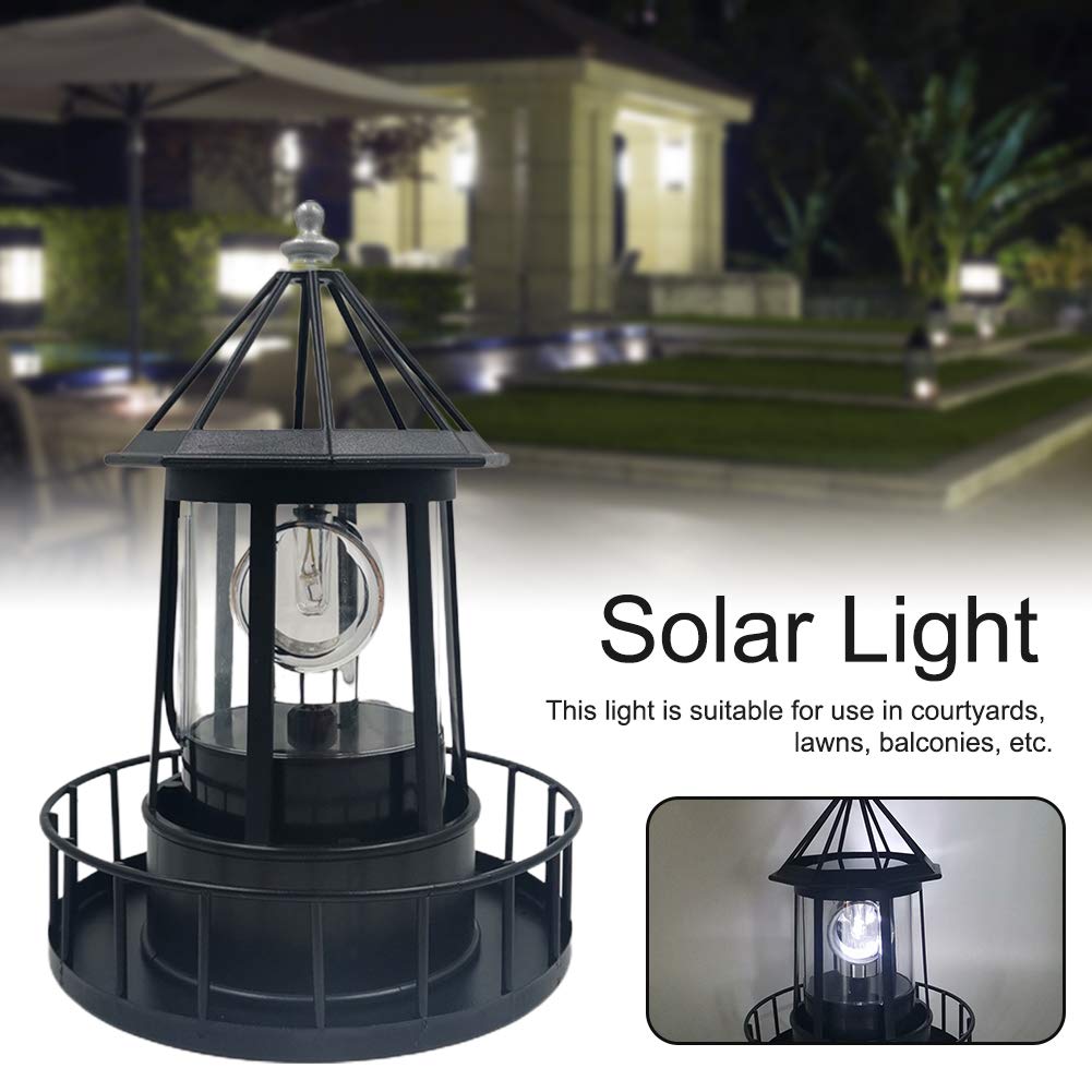 Solar Powered Lighthouse LED Rotating Waterproof Lawn Light B2633