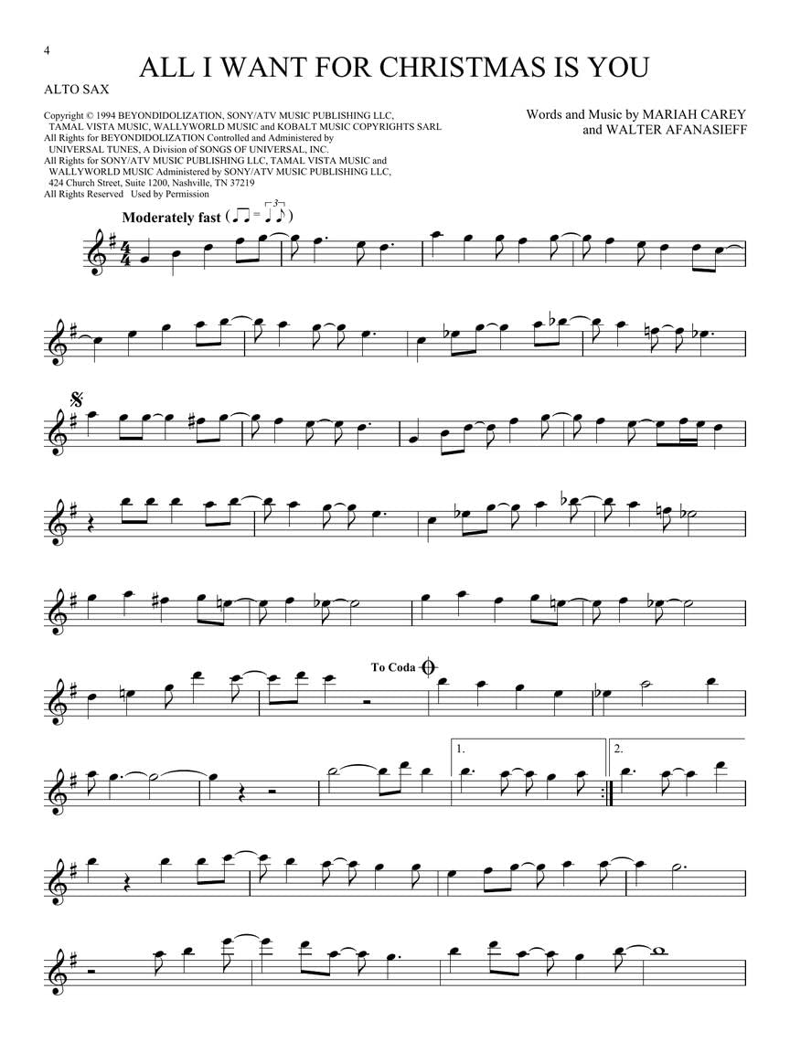 Christmas Songs for Alto Sax Sheet Music Collection A6927