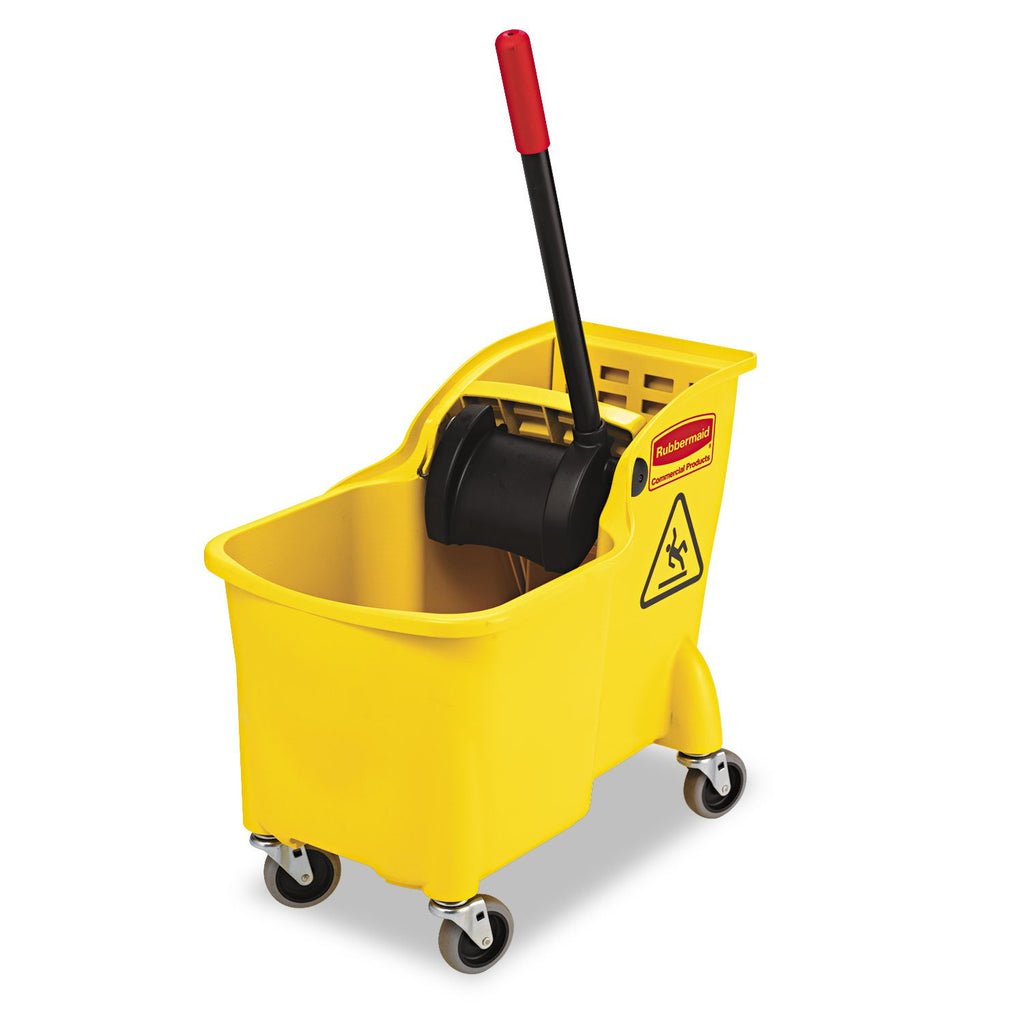 31 QT Tandem Mop Bucket and Wringer Combo on Wheels, Yellow F701573
