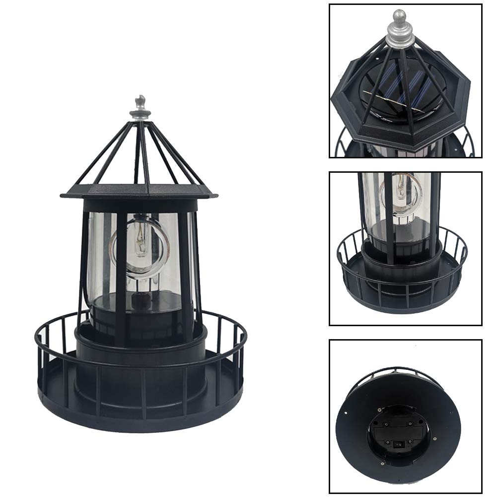 Solar Powered Lighthouse LED Rotating Waterproof Lawn Light B2633