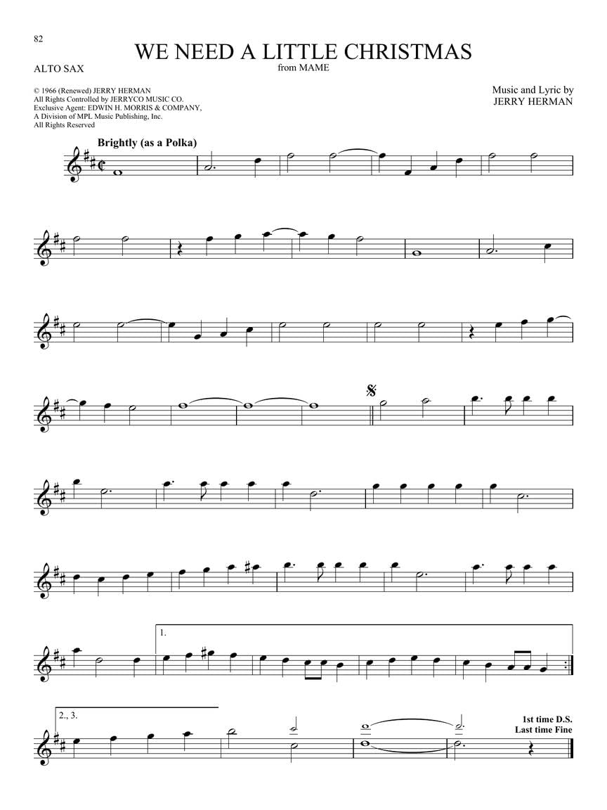 Christmas Songs for Alto Sax Sheet Music Collection A6927