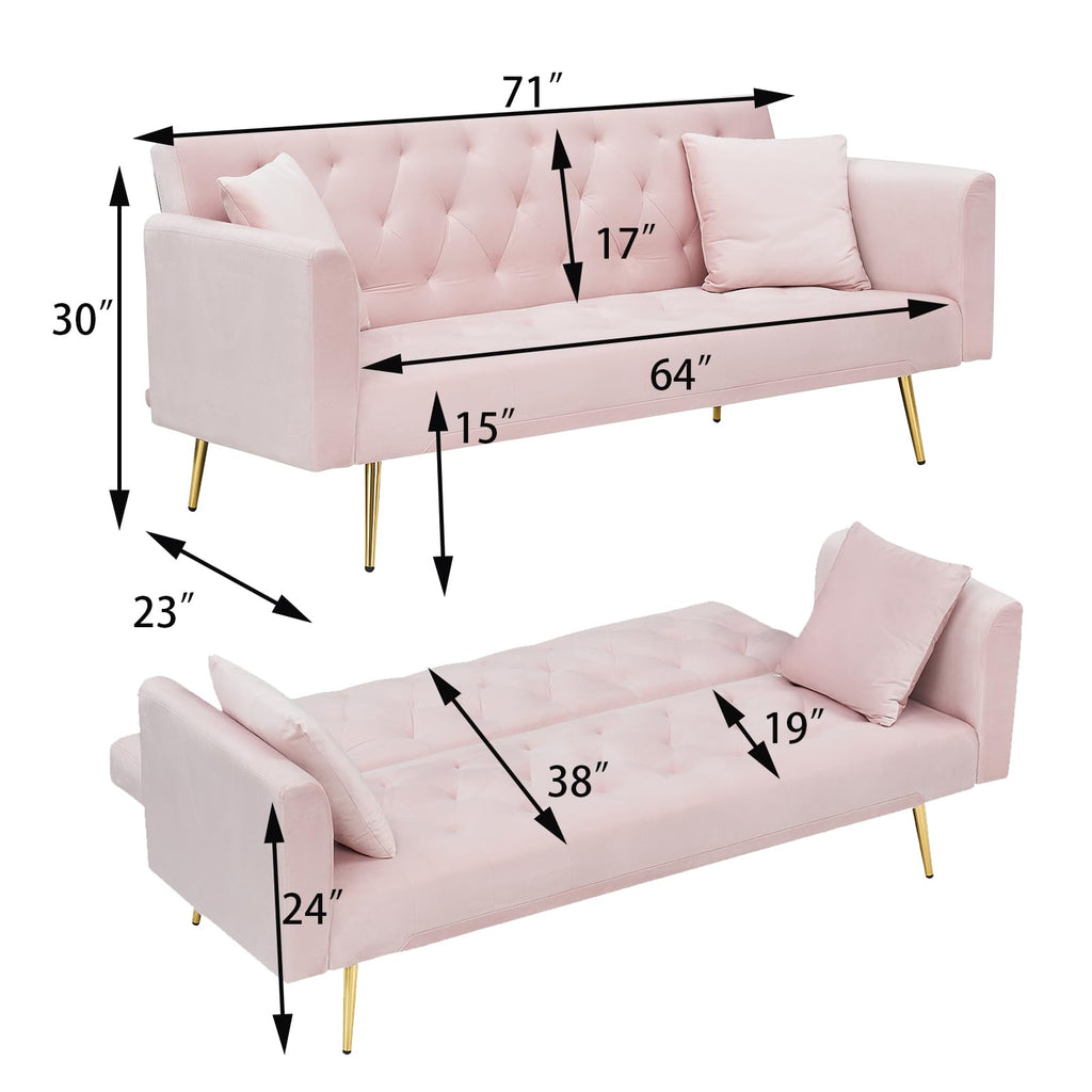 71" Velvet Convertible Sofa Bed U28984