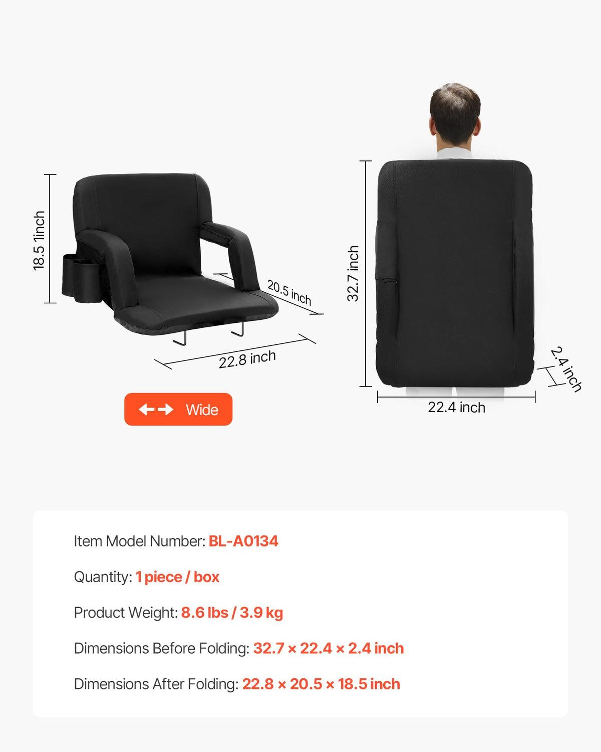Folding Padded Stadium Seat with Cupholder O17271
