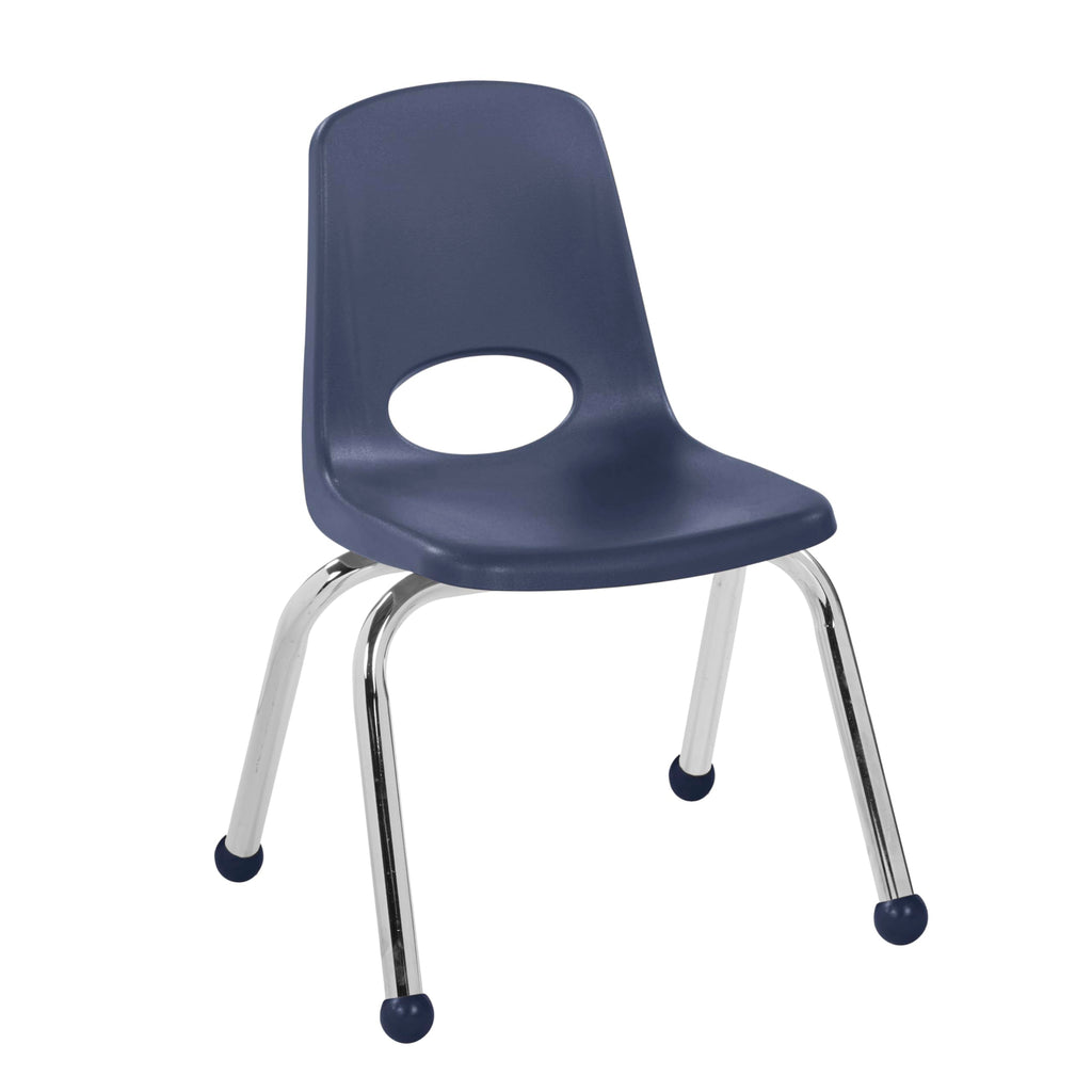 12" School Stack Chair with Ball Glides, Navy, 6-Pack W460