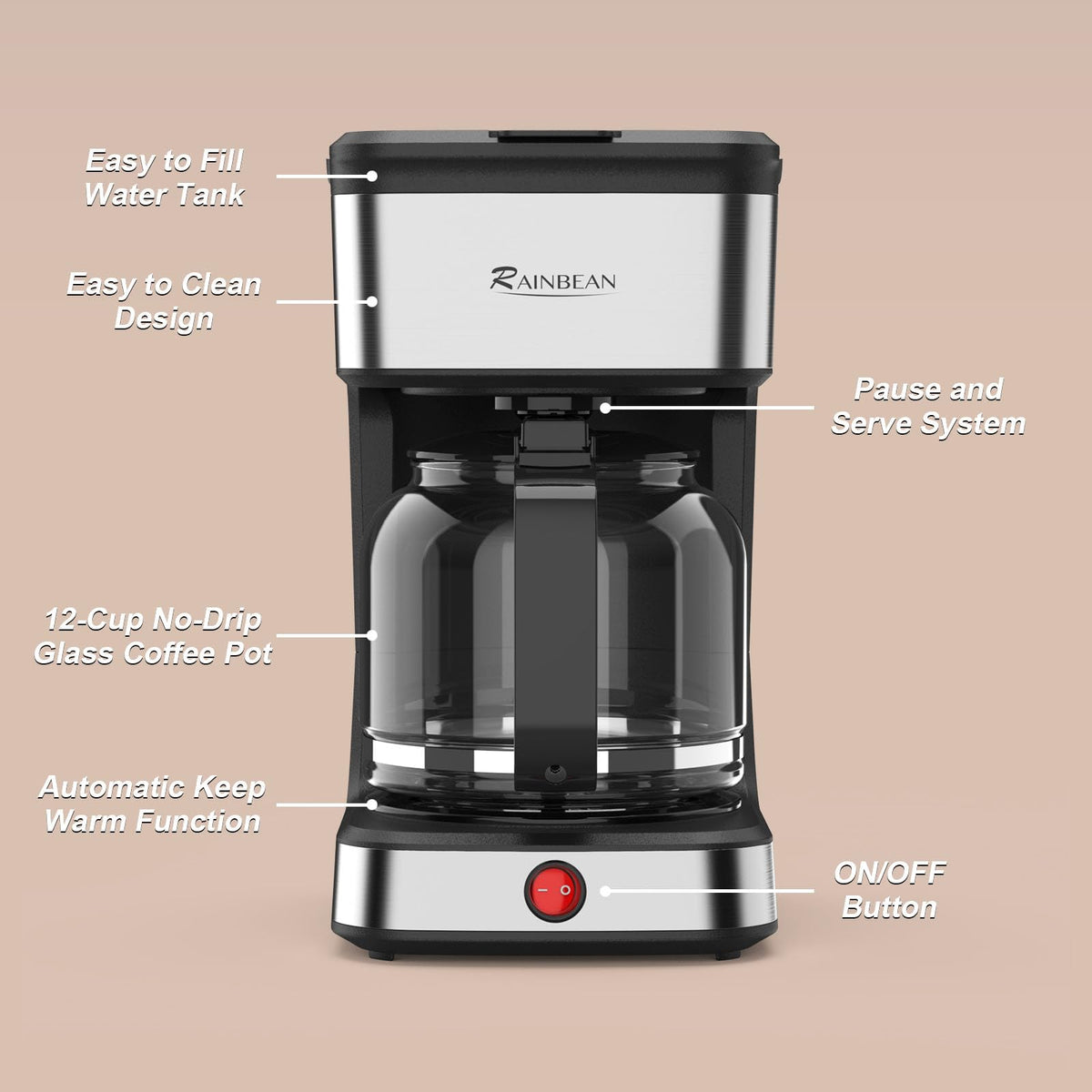 12-Cup Drip Coffee Maker with Glass Carafe Z754