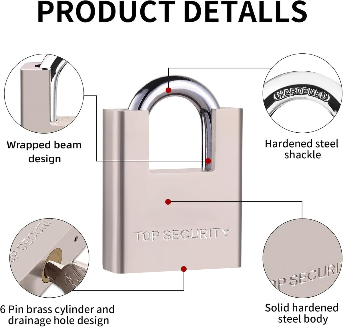 Heavy Duty Solid Brass Keyed Padlock with 4 Keys I1803