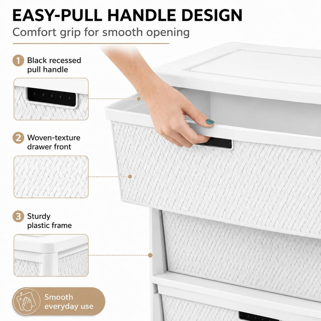 Wide 3-Drawer Plastic Storage Tower with Removable Bins Y46421