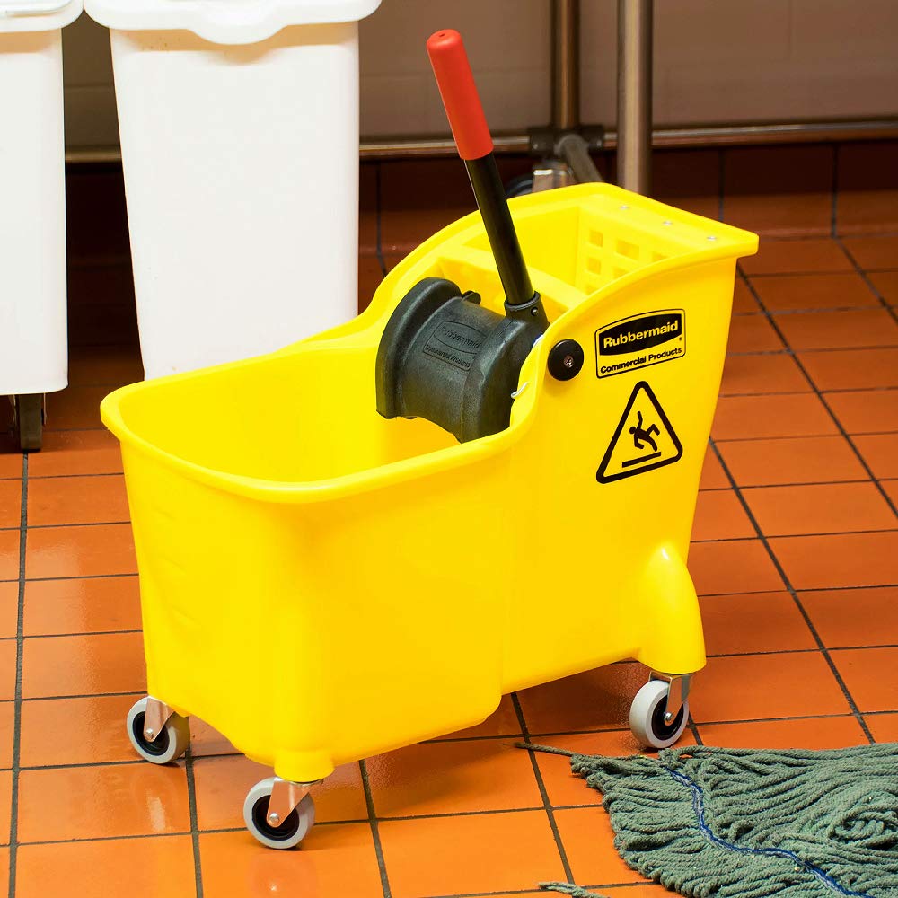 31 QT Tandem Mop Bucket and Wringer Combo on Wheels, Yellow F701573