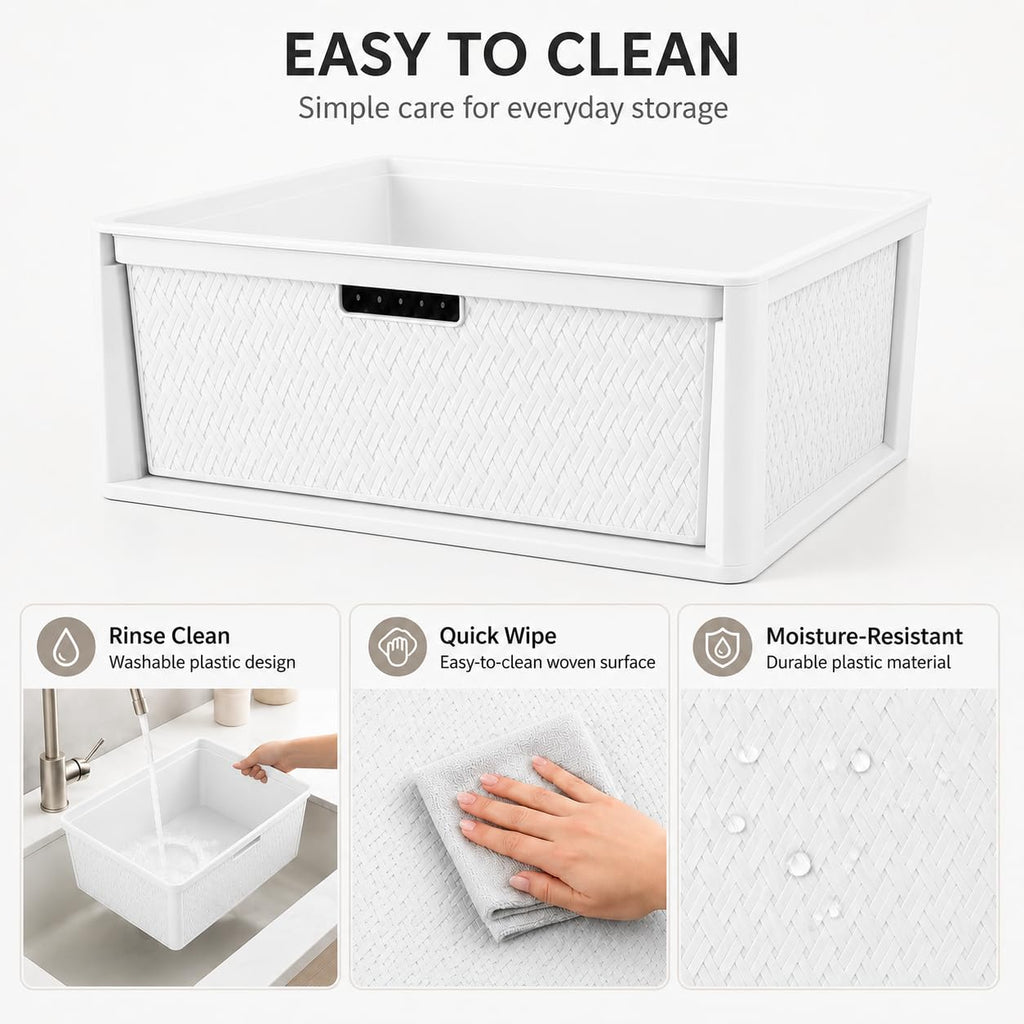 Wide 3-Drawer Plastic Storage Tower with Removable Bins Y46421