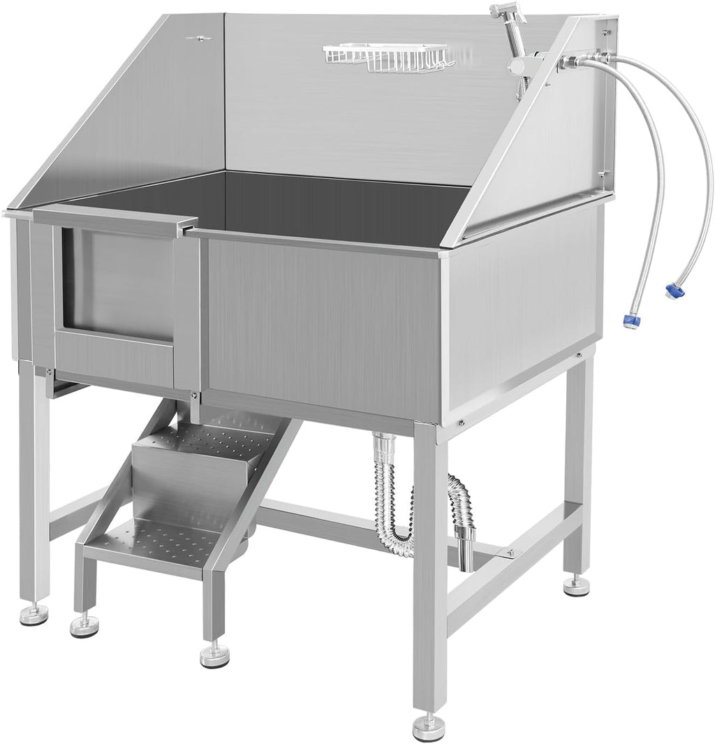 38" Stainless Steel Dog Grooming Tub with Ramp I253276