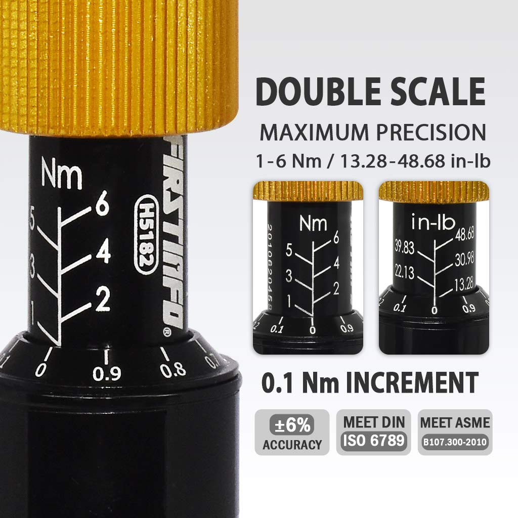 Precision Certified Torque Screwdriver 1-6 Nm with 1/4 Inch Hex Bit Holder F41239