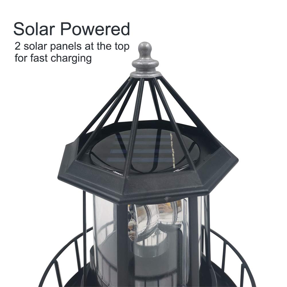 Solar Powered Lighthouse LED Rotating Waterproof Lawn Light B2633