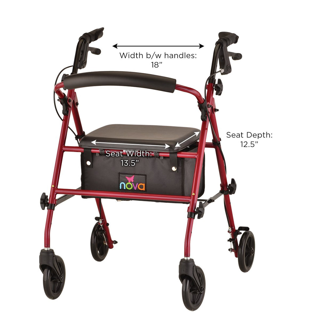 Red Steel Rollator Walker F714