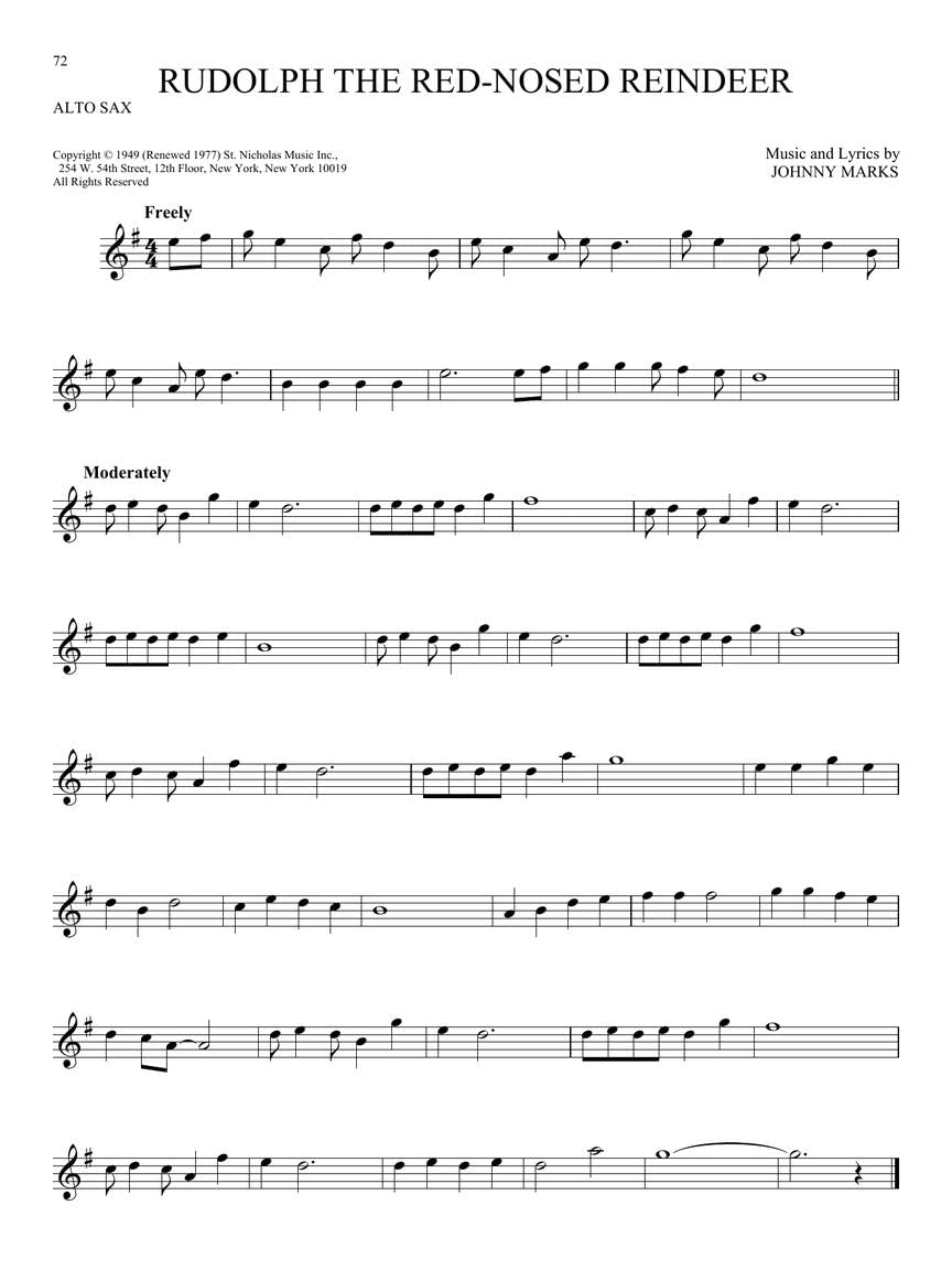 Christmas Songs for Alto Sax Sheet Music Collection A6927