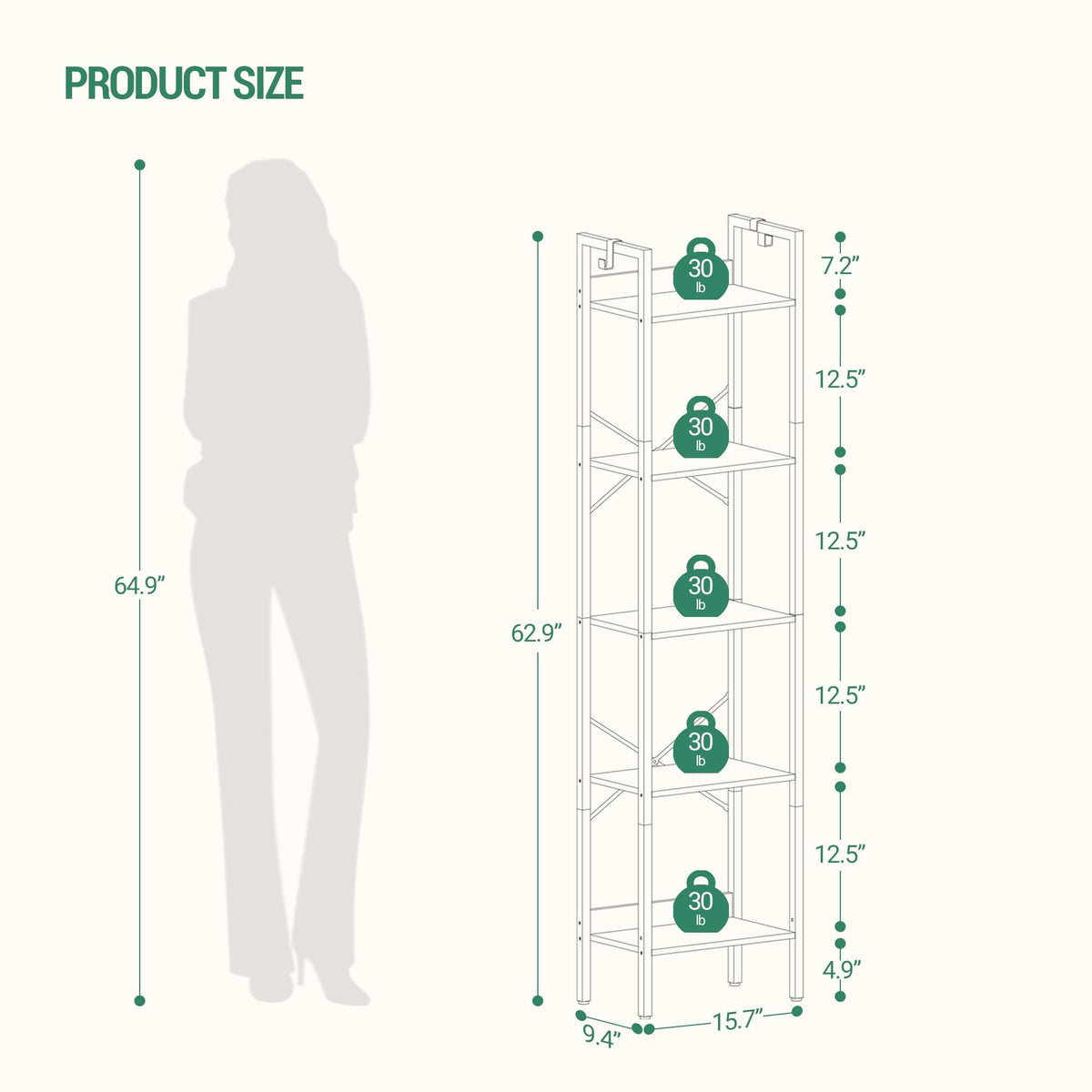 Bookshelf with 2 Hooks V13533