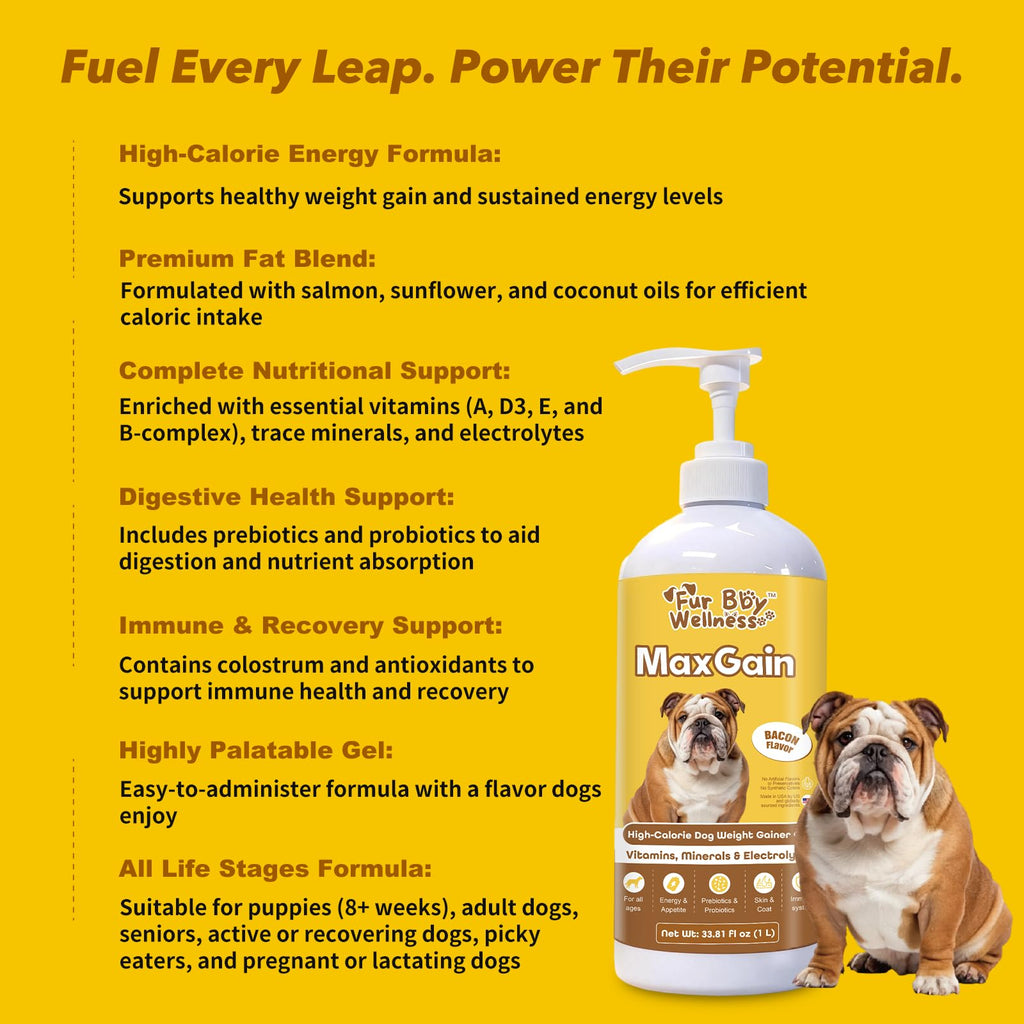 High-Calorie Dog Weight Gainer Gel with Salmon Oil, Probiotics, Vitamins & Electrolytes T4905