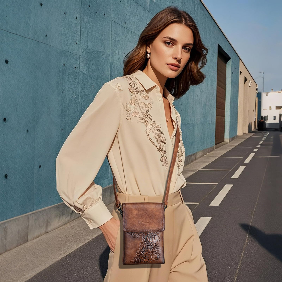 Small Embossed Flower Crossbody Bag A53461