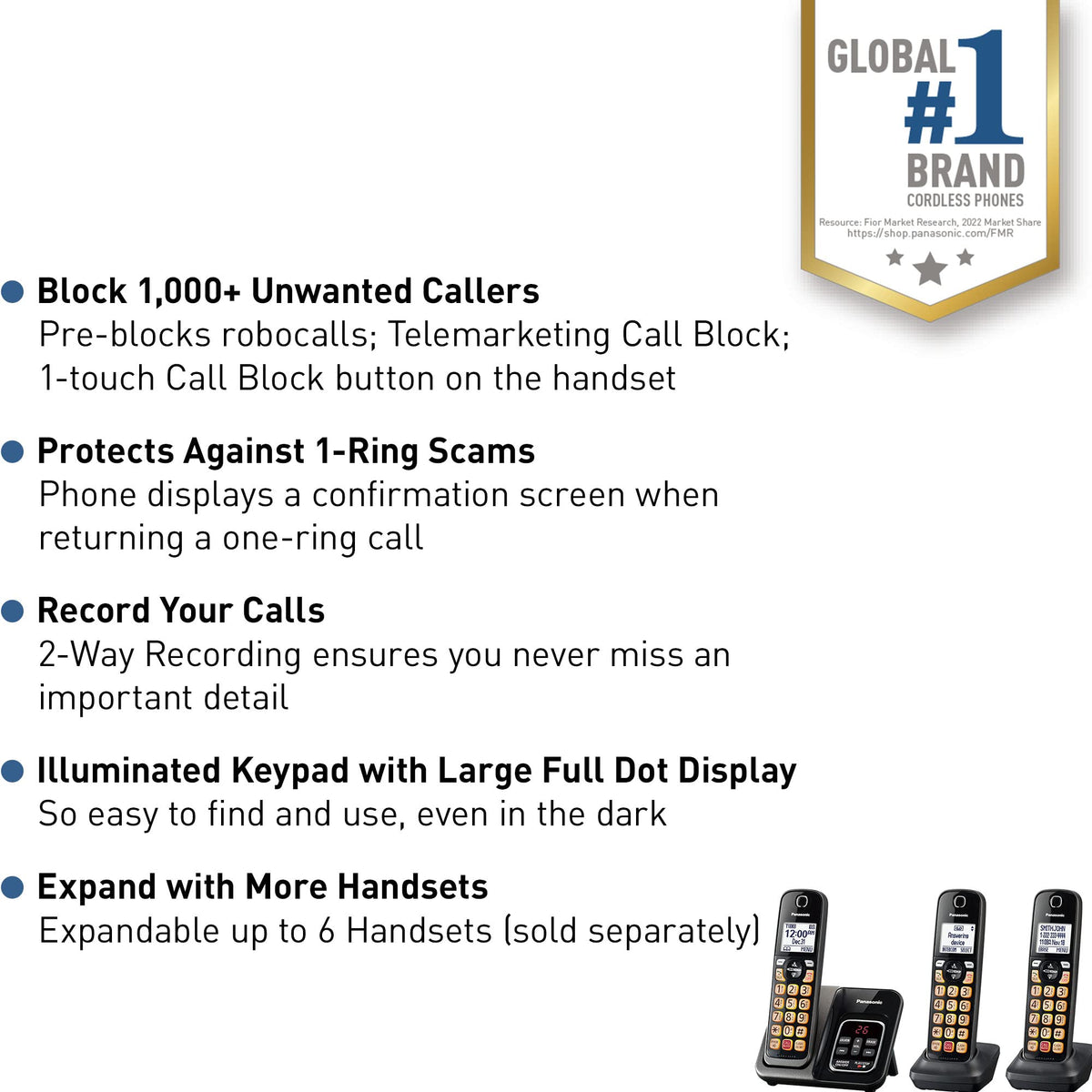 Cordless Phone with Answering Machine, 3 Handset M616880