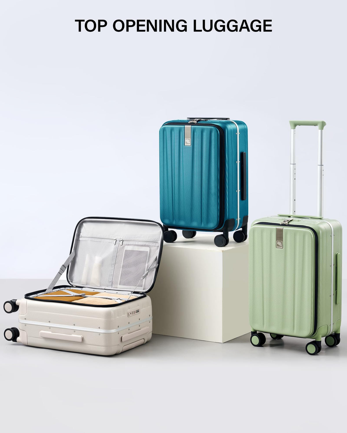 20 Inch Carry On Luggage with Wheels PC Hard Shell Suitcase E55684