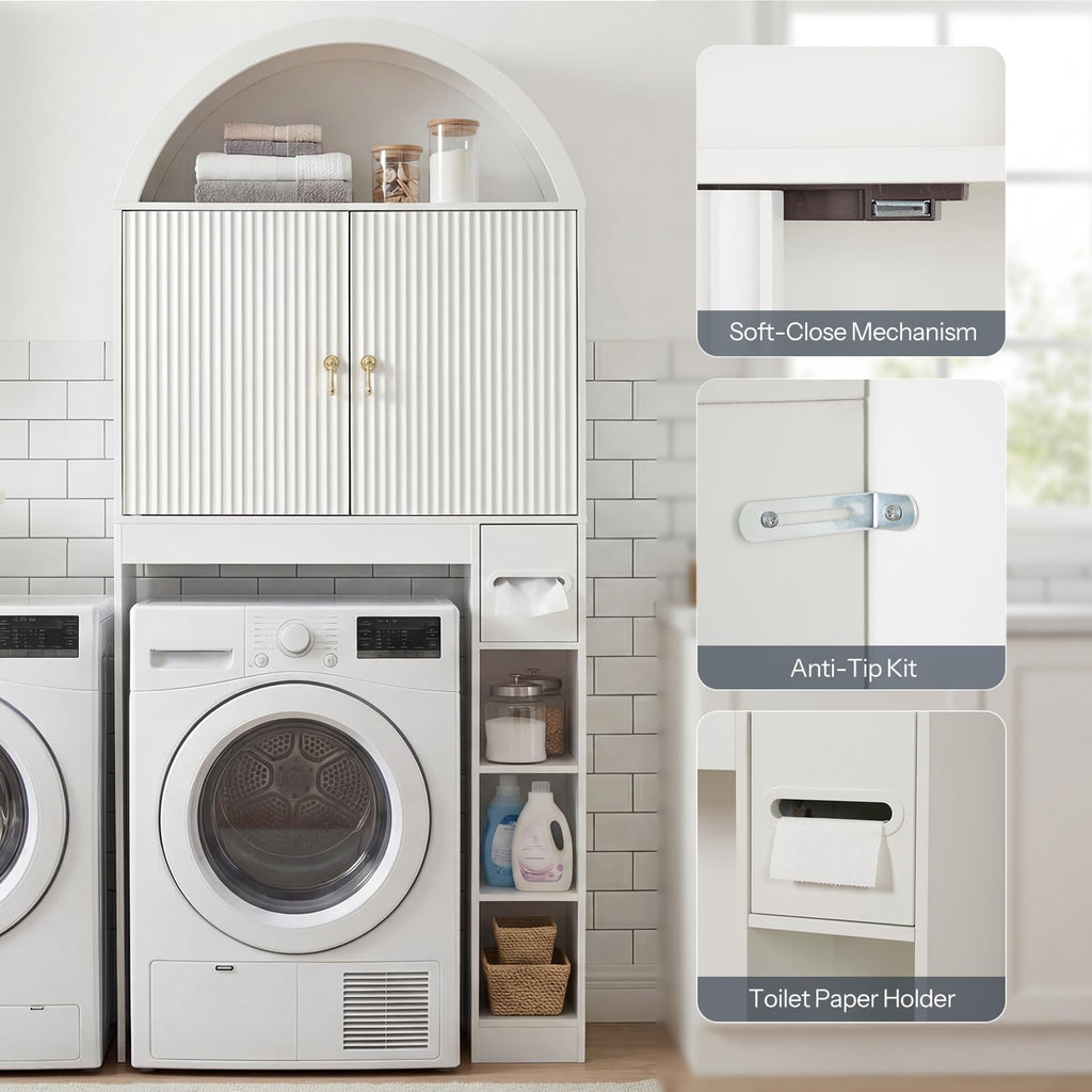 White Over the Toilet Storage Cabinet with Adjustable Shelf B383082