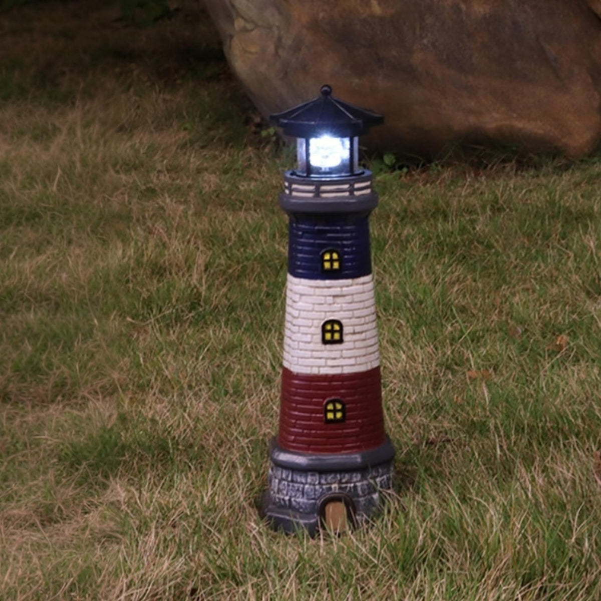 15" Tall Waterproof Resin Lighthouse Lamp with Rotating LED O474551