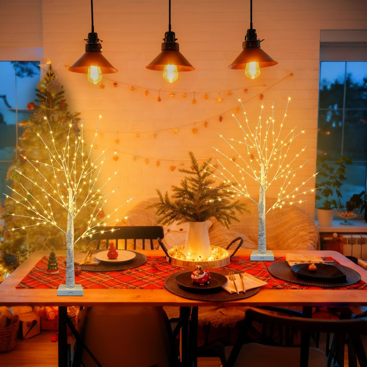 24 Inch LED Birch Tree 2 Pack U30507