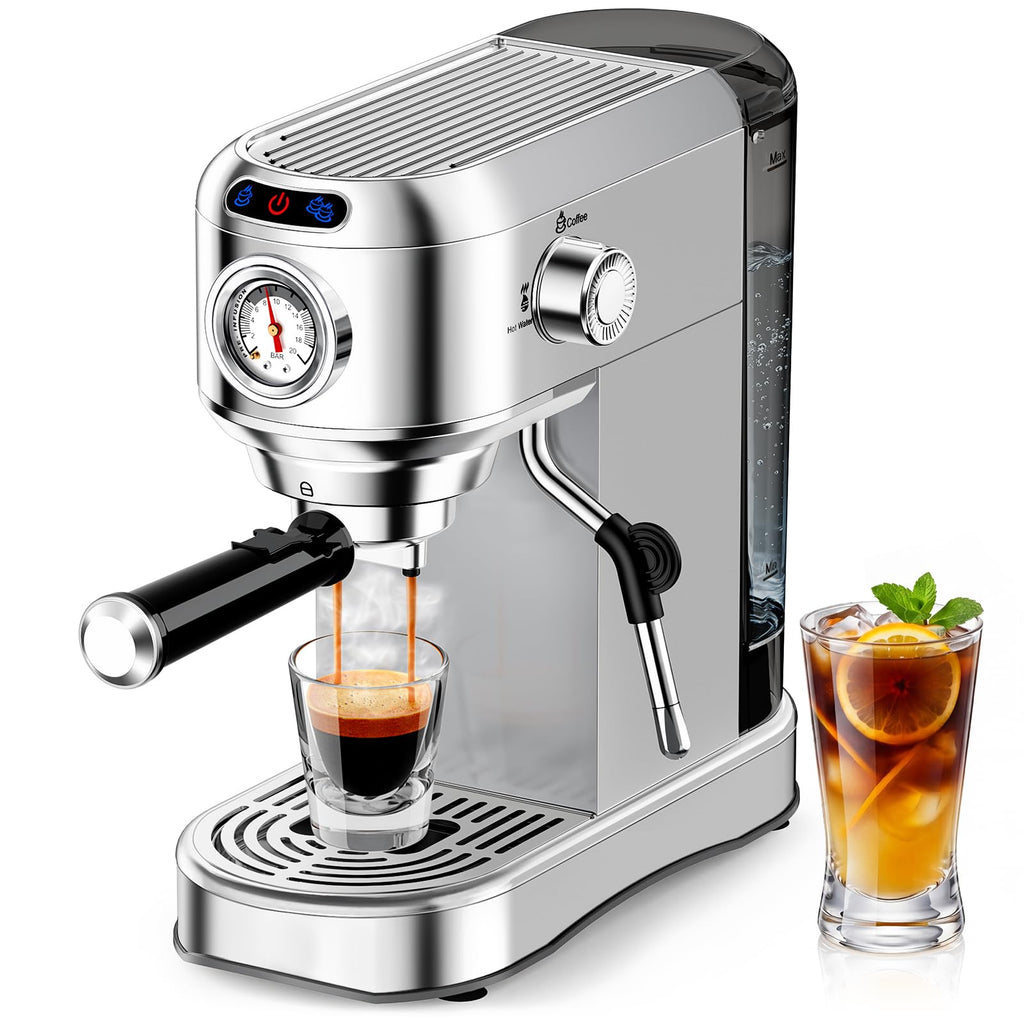 20 Bar Compact Stainless Steel Espresso Machine with Milk Frother D722