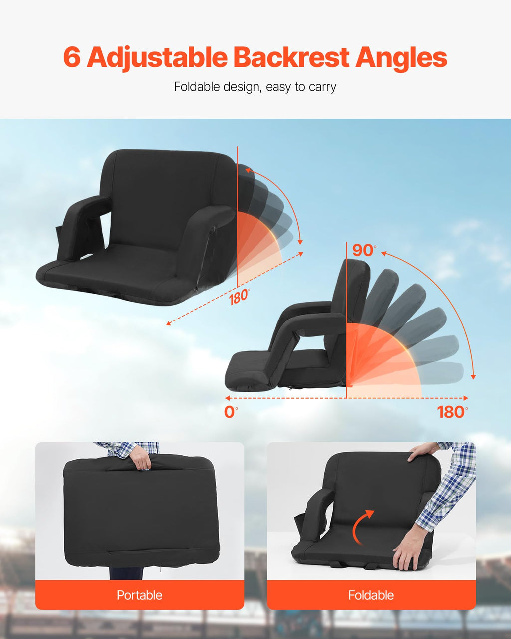 Folding Padded Stadium Seat with Cupholder O17271