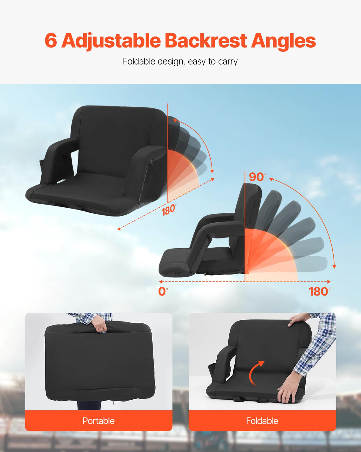Folding Padded Stadium Seat with Cupholder O17271
