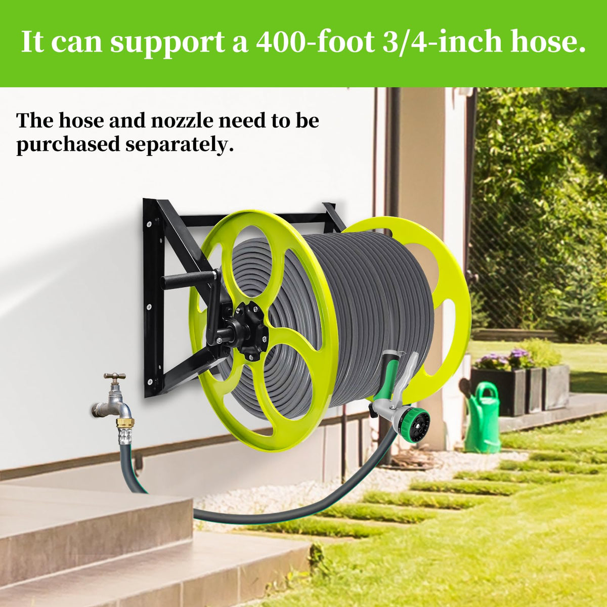 Wall Mount Garden Hose Reel 400FT Q300022